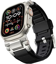 For Apple Watch Ultra 2/Ultra Band 49mm/45mm/44mm/42mm For Men, FKM Rugged Bands Military Sport Replacement Strap For IWatch SE2/SE/9/8/7/6/5/4/3/2/1