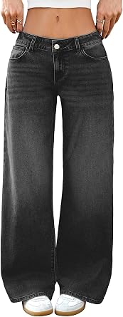 ELLEVEN Low-Rise Baggy Jeans for Women Y2k Loose Denim Pants
