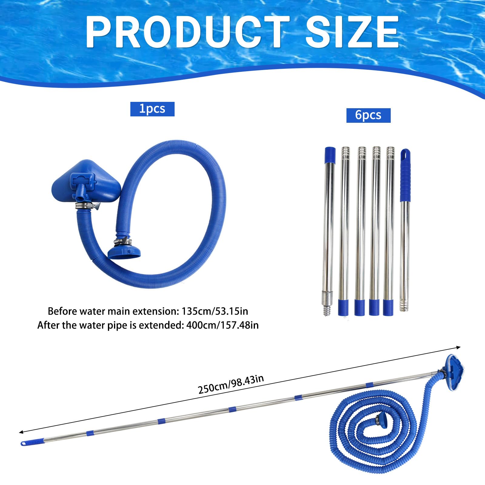 Poolreiniger,Bodensauger,Pool Staubsauger,Pool Zubehör,Poolsauger mit Teleskopstange,Bodensauger mit Starker Saugleistung,Poolsauger mit Schlauch,für Pools,Whirlpools,Spas