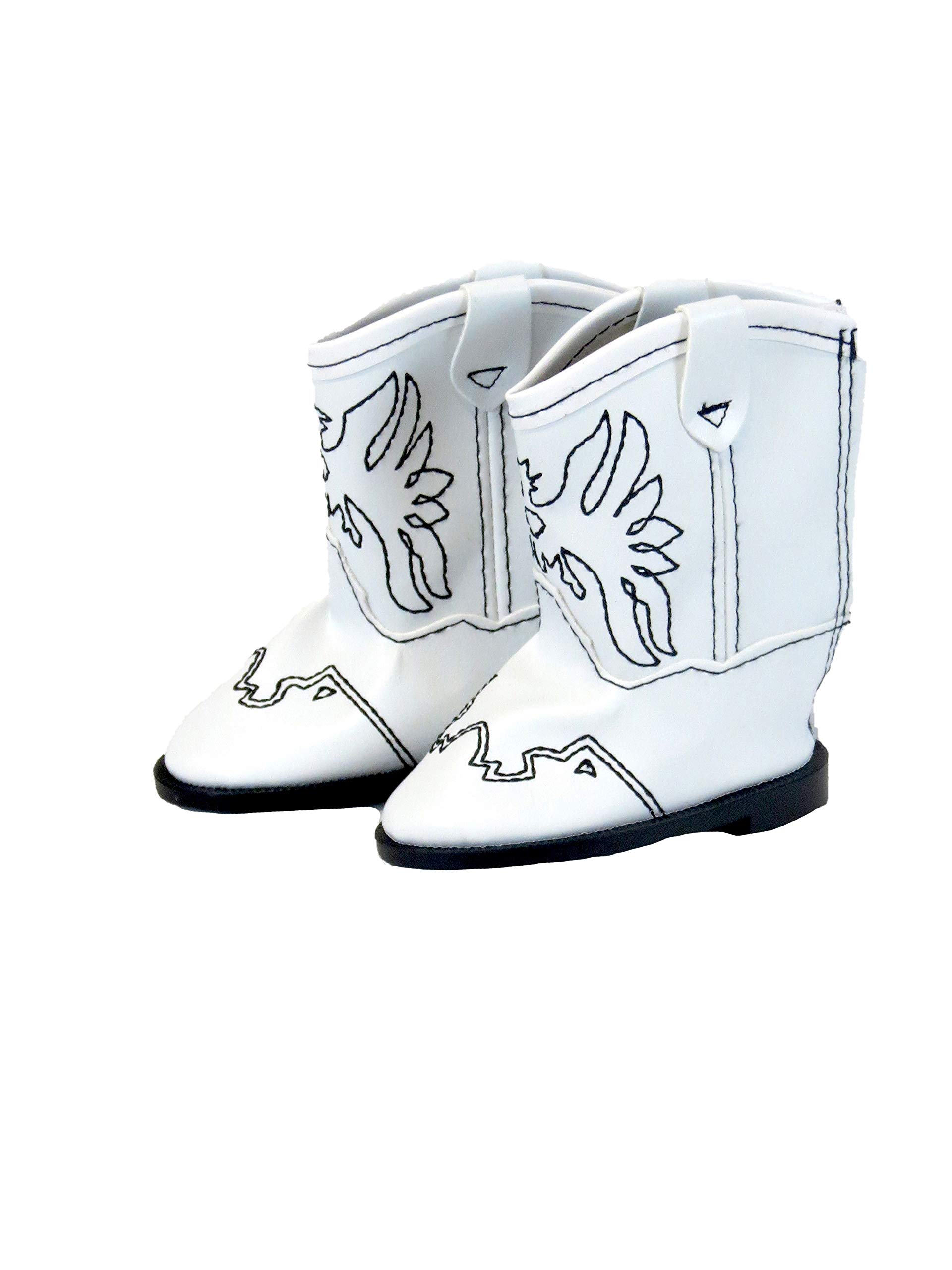 American Fashion World White Eagle Cowboy Boot for 18-Inch Dolls | Premium Quality & Trendy Design | Dolls Shoes | Shoe Fashion for Dolls for Popular