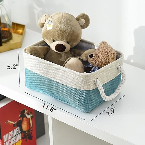Miniatura 4 de TheWarmHome - Canasta de almacenamiento de tela resistente con asas, plegable, para organización y decoración, para estantes, armario, cuarto del