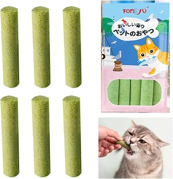 6PCS Cat Grass Teething Stick Grass for Indoor Cats, Dental Treats Cat Chew Sticks Cats Teeth Cleaning Treats Natural Grass Catnip Stick Catnip Teething Toy Dental Sticks for Hairball Removal