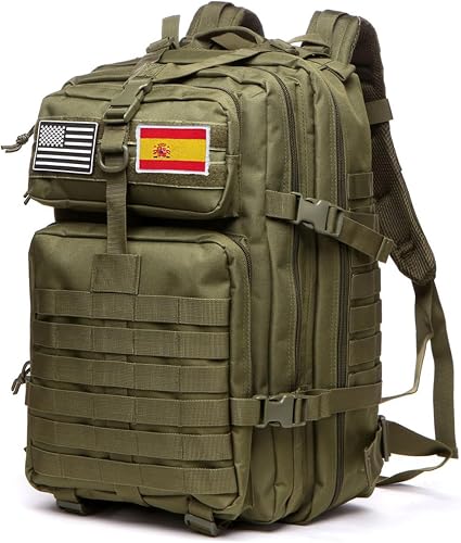 GUJOIN Mochila Tática 50 Litros con Sistema Molle - Gran Capacidad Militar Impermeable para Emergencias de 3 Días Caza Senderismo y Acampadas - Mochila para Actividades al Aire Libre (Verde)
