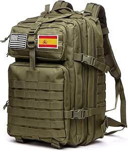 Mochila Tática 50 Litros con Sistema Molle - Gran Capacidad Militar Impermeable para Emergencias de 3 Días Caza Senderismo y Acampadas - Mochila para Actividades al Aire Libre (Verde)