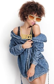 Lunette Disco Kit Costume Hip Hop Lunettes De Soleil Chaîne D'or Années 80 Année 2000