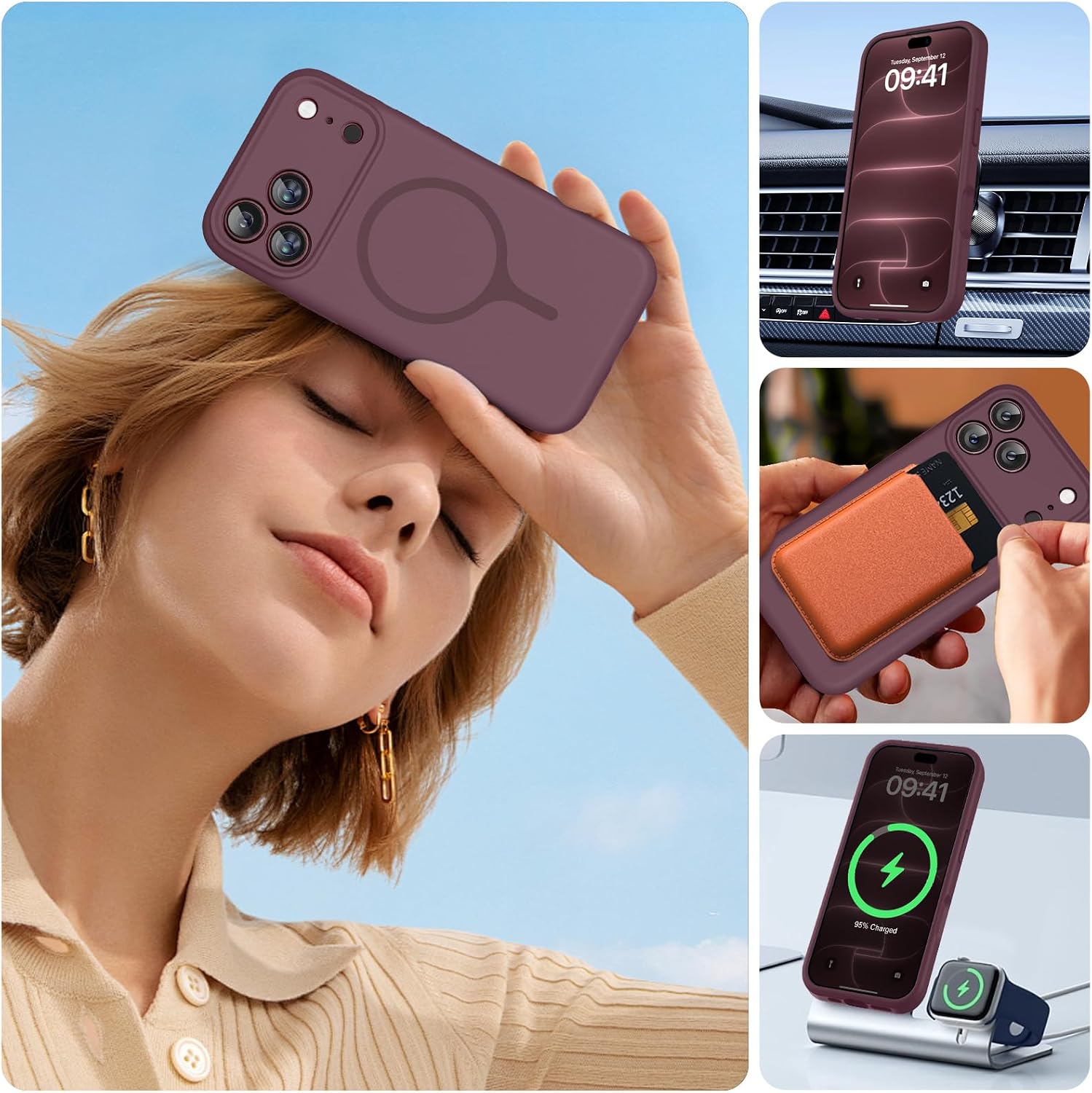 Miracase Silicone & Magnetic for iPhone 18 Pro Max Case, Burgundy