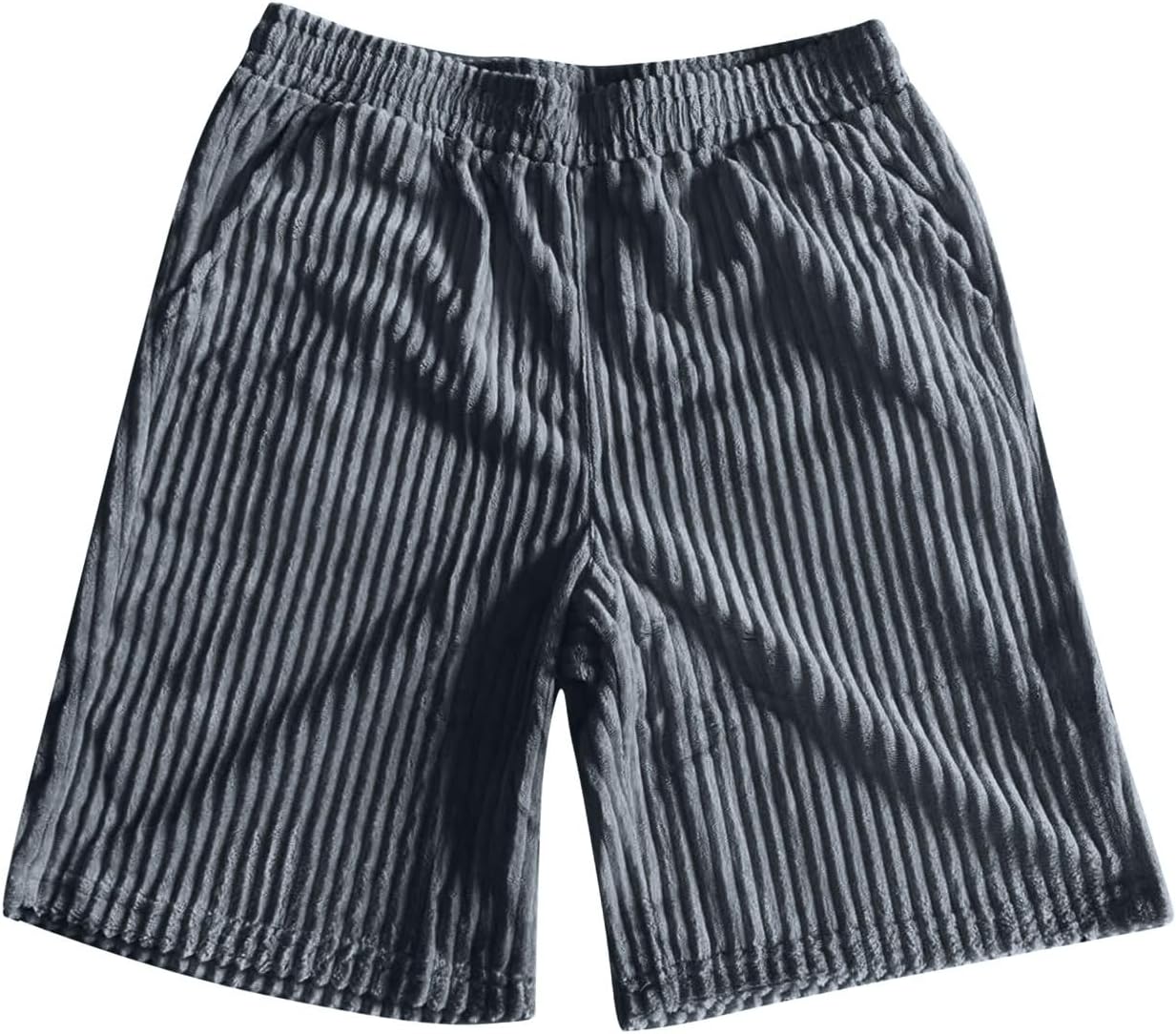 Mokaloha Mens Shorts Corduroy Loose Fit Casual Shorts Elastic Waist with Multi Pockets Retro Style for Summer