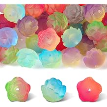 15Pcs Lotus Flower Beads 21mm MixedColor Gradient Frosted Beads, Acrylic Spacer Beads for DIY Bracelet Necklace Jewelry Craft Making
