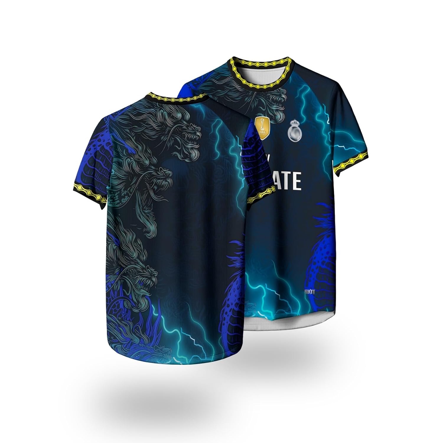 PLAY FUSION Dragon Jersey, White to Black Gradient Design with Turquoise Dragon Graphics, Sports T-Shirt - Review, Price and Buying Guide
