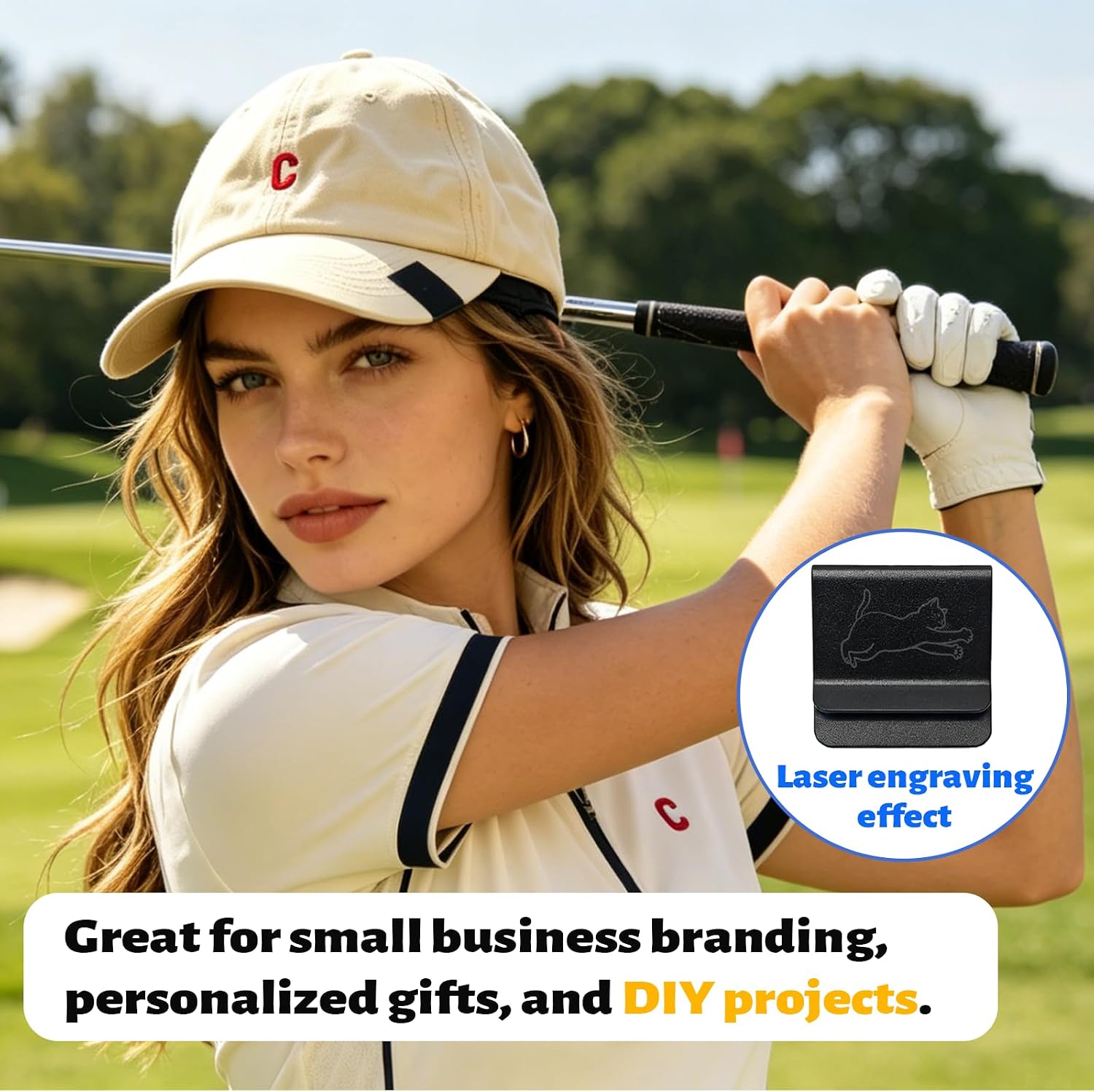 10 Pack Black Hat Brim Clips, Blank Aluminum Hat Clips for Laser Engraving, Golf Hat Clip Blanks for DIY UV Printing & Personalized Gifts