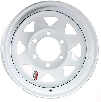Southwest Wheel 16" x 6" White Spoke Trailer Wheel with Red & Blue Pin Stripe 6-5.5" Bolt Circle