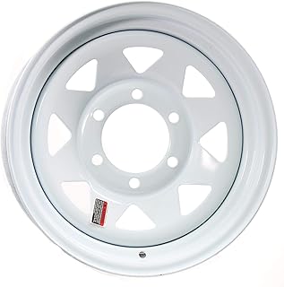 Trailer Wheel Rim #346 15x6 15 6 Bolt Hole 5.5 OC White Steel Spoke w/Stripe by eCustomRim