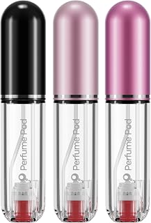 Perfume Pod PURE Travel Perfume Atomizer Bundle, 3 Pack, Black, Pink and Hot Pink