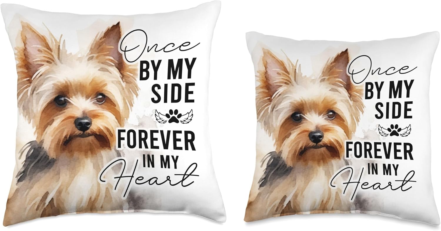 Dog Death Sympathy Gift Pet Memorial Gift Yorkie Yorkshire Throw Pillow