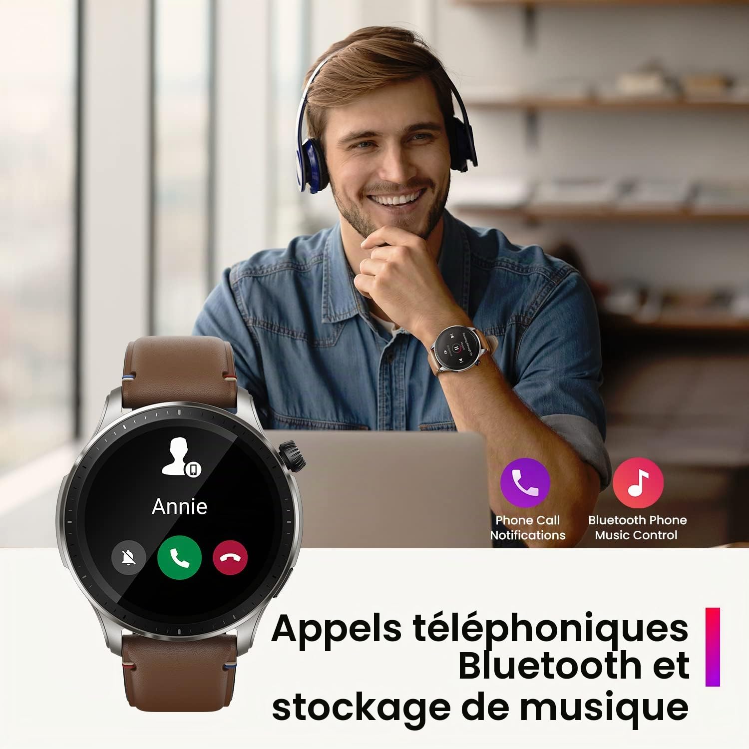 Amazfit GTR 4 Montre Connectée Homme GPS, SpO2/Cardiofréquencemètre/Moniteur de Sommeil, 150+ Modes Sportifs, Appel Bluetooth, Alexa, 1.43" AMOLED Smartwatch Sport(Noir)