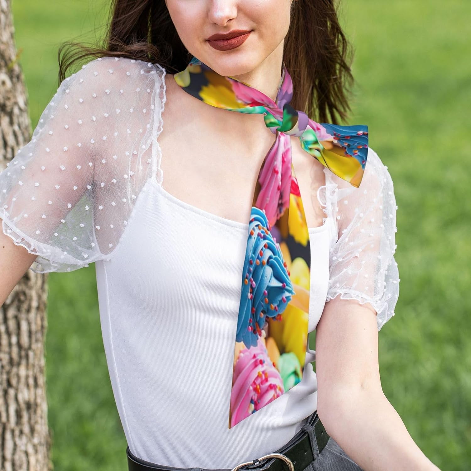 Satin Neck Scarf For Women Hair Scarves Bag Scarfs Fashion Accessories image 2