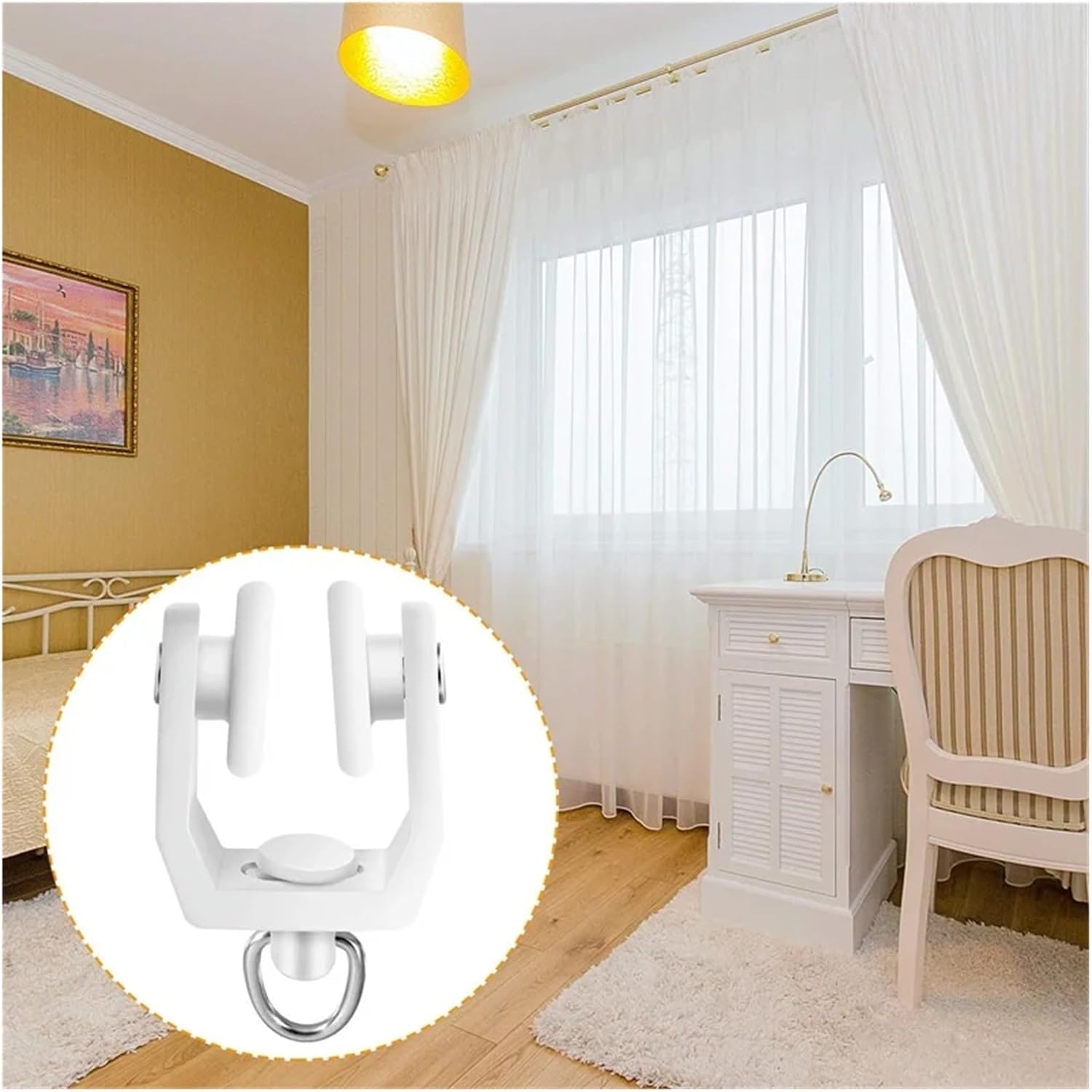 50 PCS Ceiling Curtain Track Rollers Flexible Bendable Plastic Drapery Rail Gliders with Hooks for Curtain(Black)