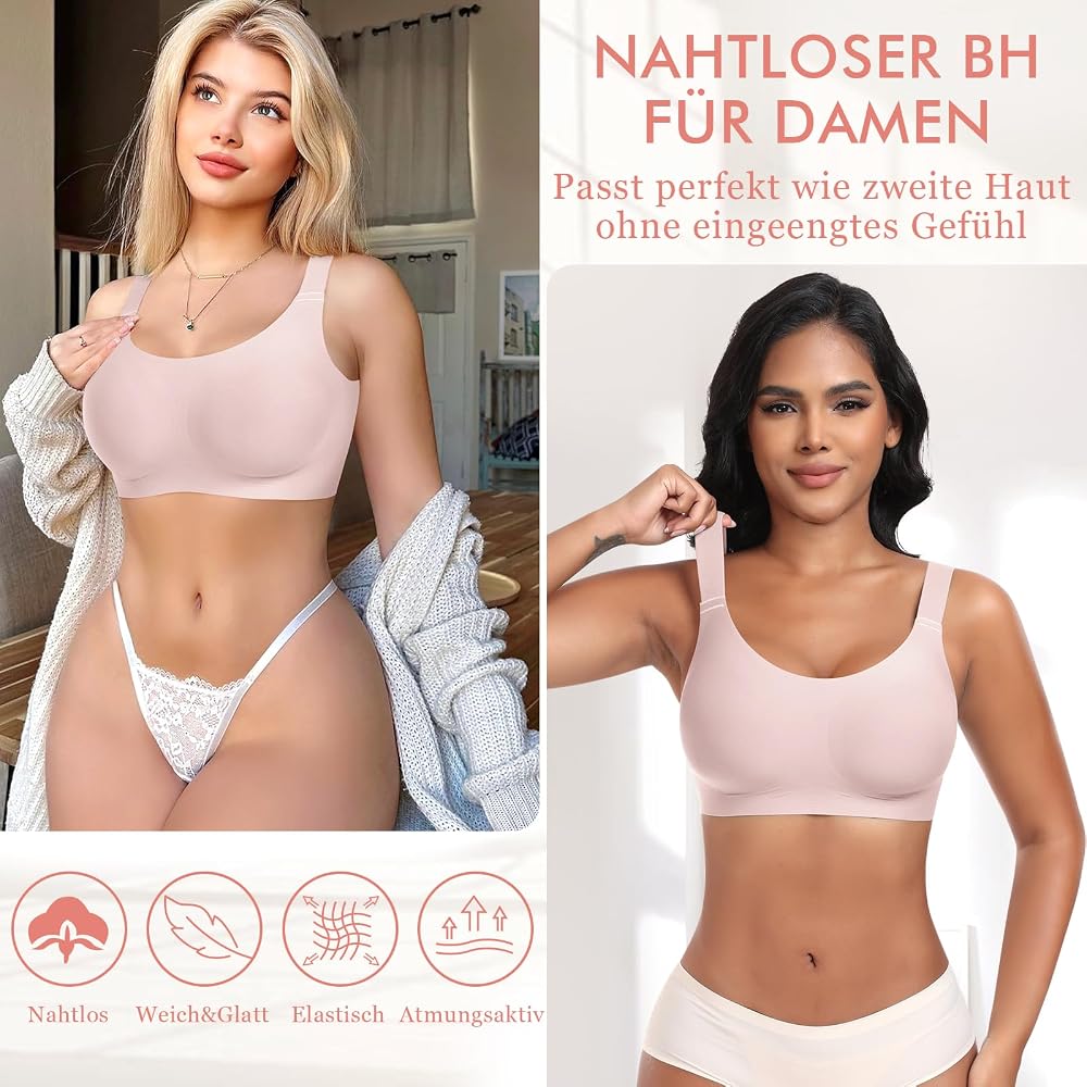 Reggiseno da donna senza ferretto, senza cuciture, comodo