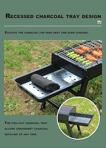 Miniatura 6 de Parrilla de carbón para barbacoa, de acero inoxidable, plegable, portátil, kit de herramientas para acampar, senderismo, picnic, viajes, jardín, al