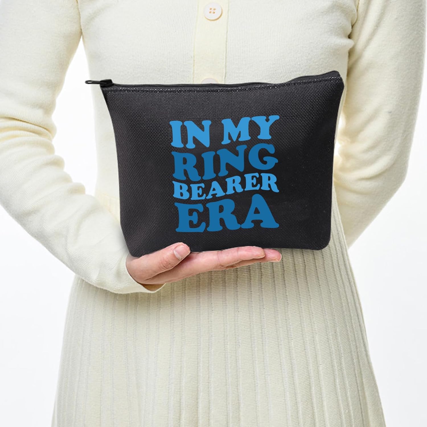 JXGZSO Funny Ring Bearer Gift In My Ring Bearer Era Cosmetic Bag Wedding Secuirty Gift Ring Security Makeup Bag (In My Ring Bearer Era Black)