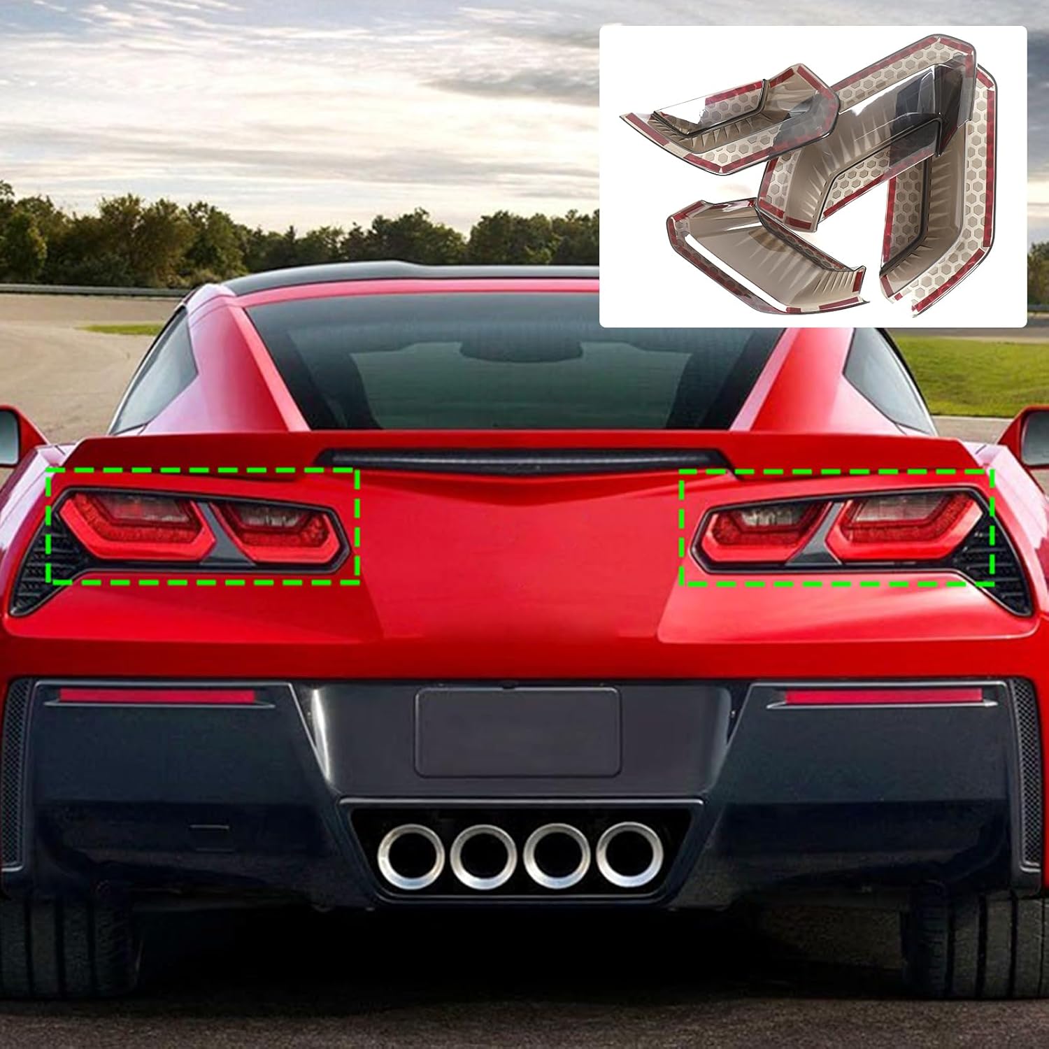 Rear Tail light Cover for Chevrolet Corvette C7 2014-2019 Accessories Blackout Tail Brake Light Guard Cover Bezels Reverse Tail Lamp Shell Shade 4PCS Smoked Rear Headlight Protection Cover ABS (Gray)
