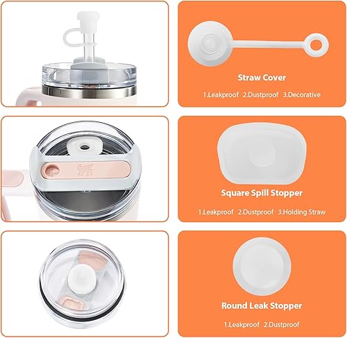 Miniatura 3 de Juego de 6 tapones de silicona para derrames  Tapón de fugas para Stanley Cup 1.0 2.0 40oz 30oz accesorios de vaso que incluyen 2 tapas de pajilla,