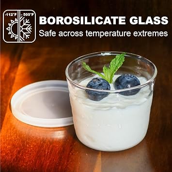 HillSpring Small Glass Bowls with Removable Lids, Set of 6, Portion Dessert Bowl for Pudding and Jelly, 6.8 oz Clear Containers for Meal Prep, Baking, and Food Storage (6)