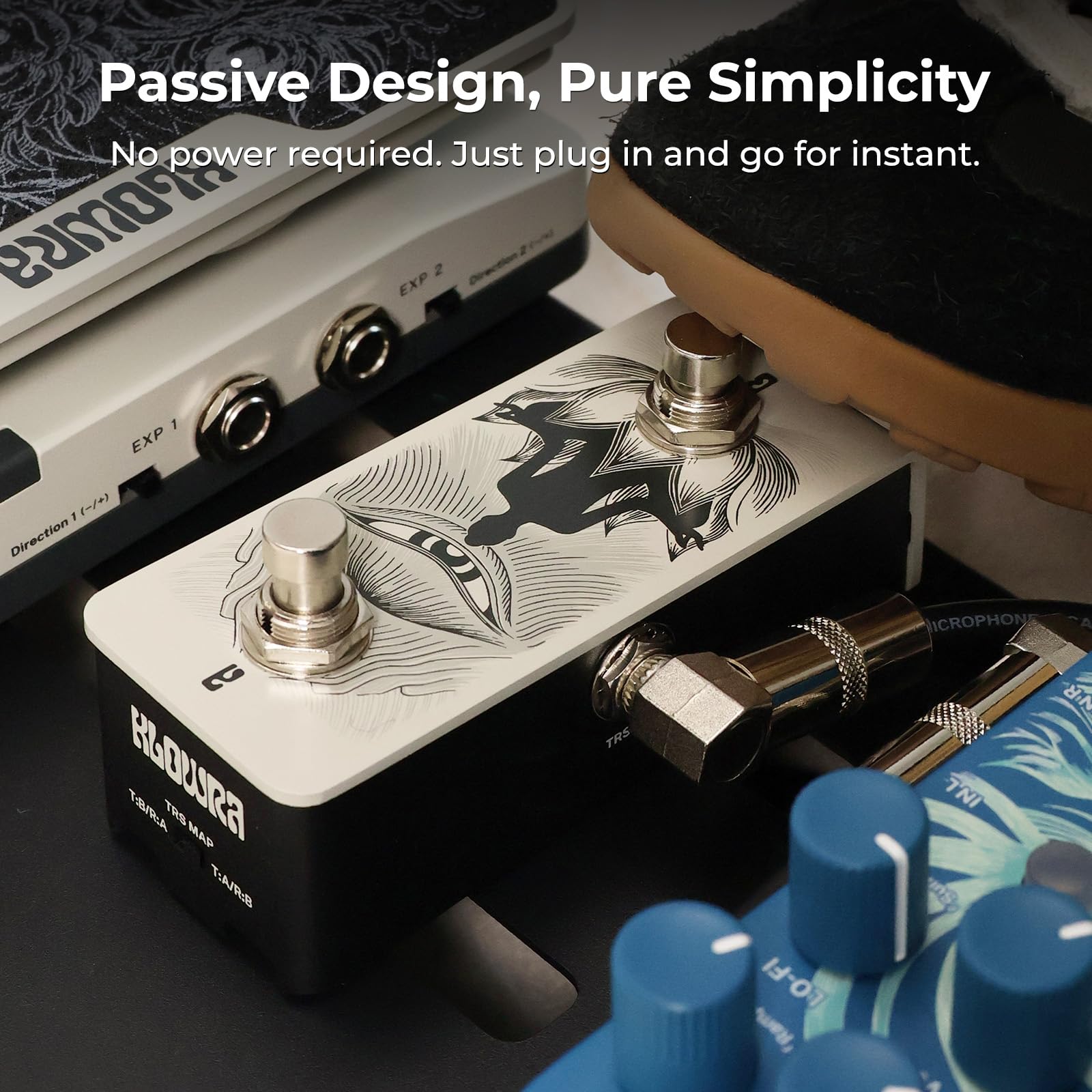 Anima Dual-Fußschalter-Pedal für kurzzeitige 2-Wege- und An-/Aus-Steuerung Ihres Musikinstrument-Controllers mit 6,35 mm TRS-Kabel (Anima Khaki)
