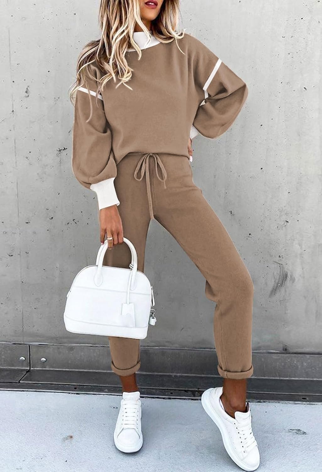 Fixmatti Women's 2 Piece Outfits Long Sleeve Pullover Sweatshirt Jogger Pants Sweatsuit