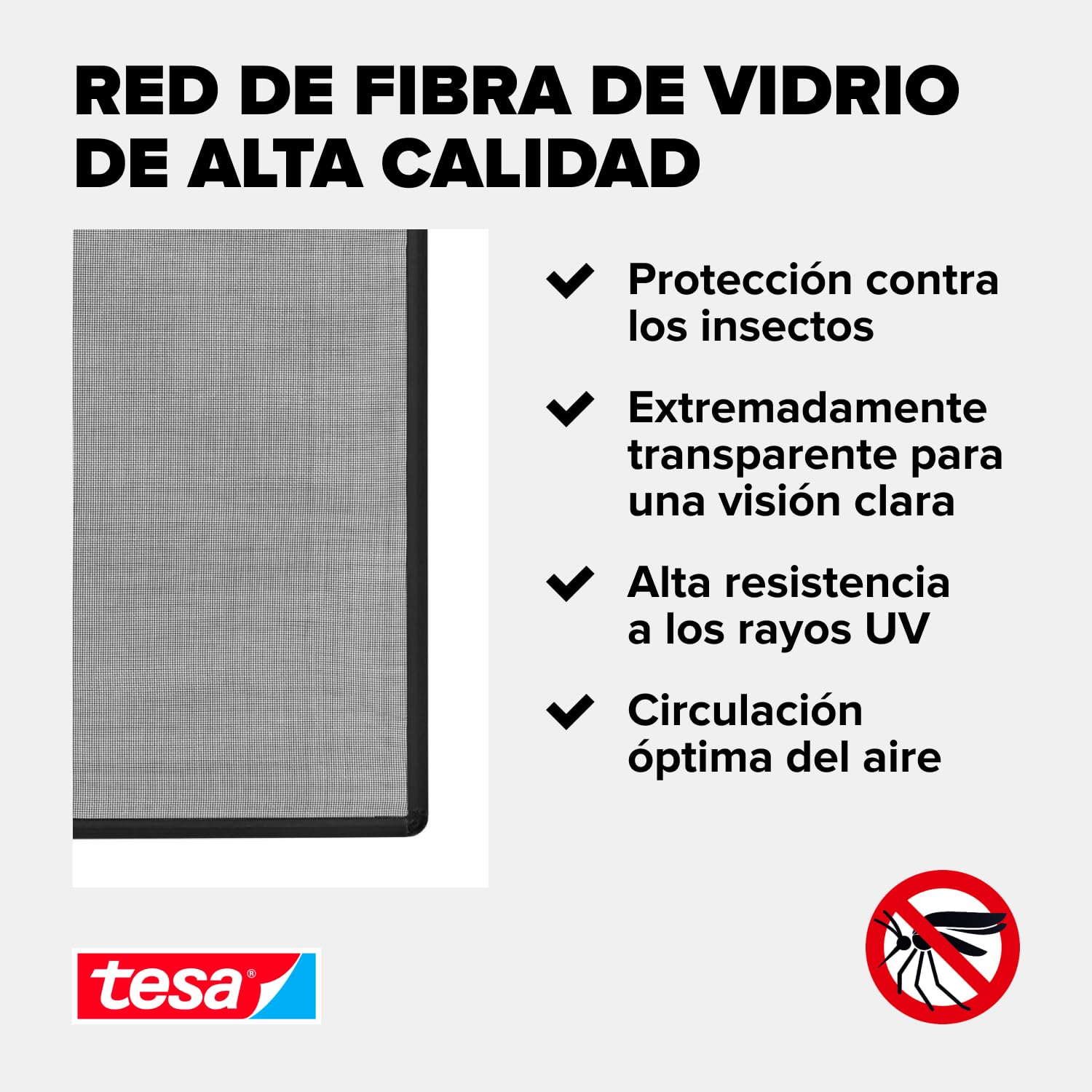 tesa INSECT STOP Clip-on Frame Fly Screen for Window - marco ajustable, malla de fibra de vidrio, clips adhesivos, antracita - 100 x 120 cm