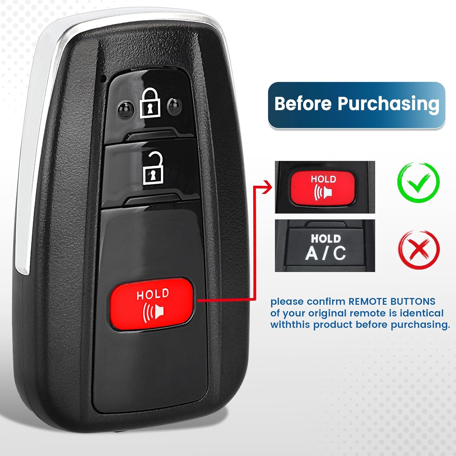 Keyecu Replacement Smart Remote Car Key Fob for Toyota Prius 2016-2022 HYQ14FBC 231451-0351 89904-47530 314.3MHz 3Buttons
