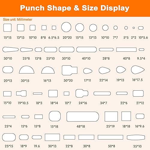 Miniatura 3 de Juego de 56 perforadores de cuero, kit de troqueles de corte de cuero con estuche de almacenamiento y alfombra, herramienta de perforación de