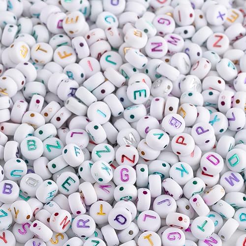 Miniatura 2 de Baiinjiene 1000 cuentas acrílicas de letras pequeñas, cuentas redondas de letras acrílicas coloridas del alfabeto para hacer joyas, cuentas del