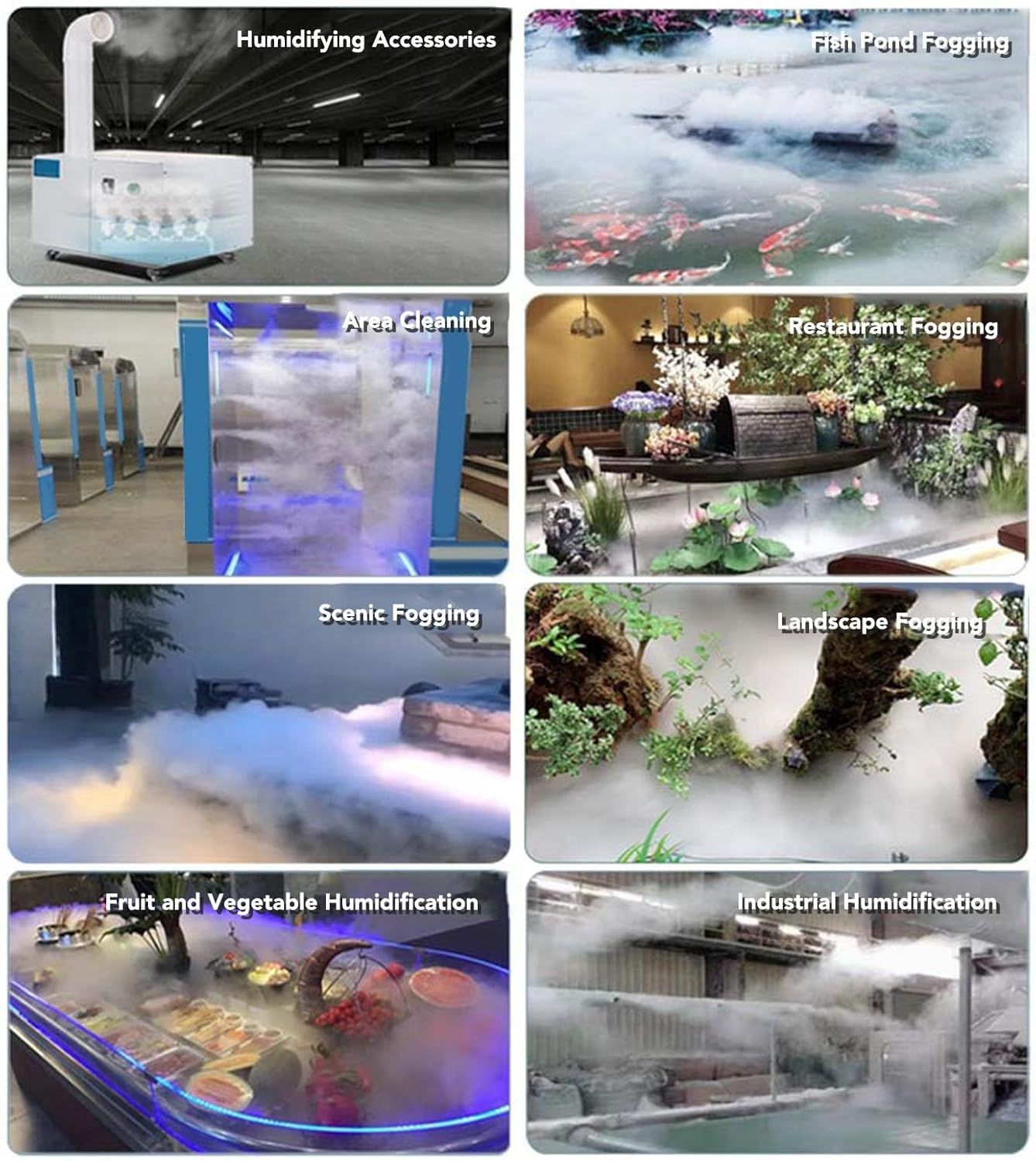 1.35m Cable Ultrasonic Water Pond Fountain Fogger, Stainless Steel 6 Heads Quiet Ultrasonic Mist Maker for Landscape Garden, DC45-48V IP67 Design with Independent Fusi