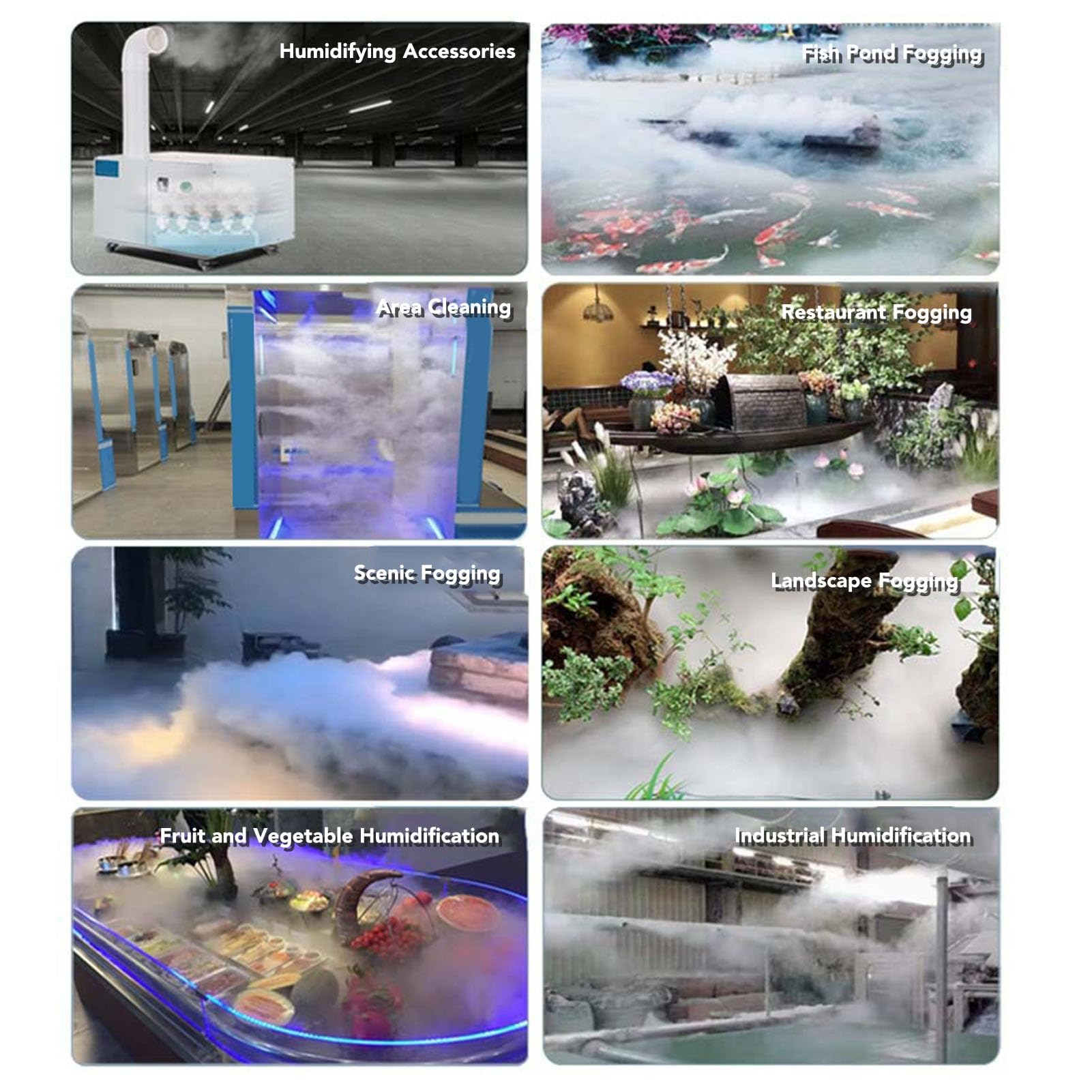 Bnineteenteam Nebulizzatore per Fontana Ad Ultrasuoni per Laghetto d'Acqua, Nebulizzatore in Acciaio Inossidabile con 6 Teste, Cavo da 1,5 M per Uso Interno Ed Esterno in Giardino