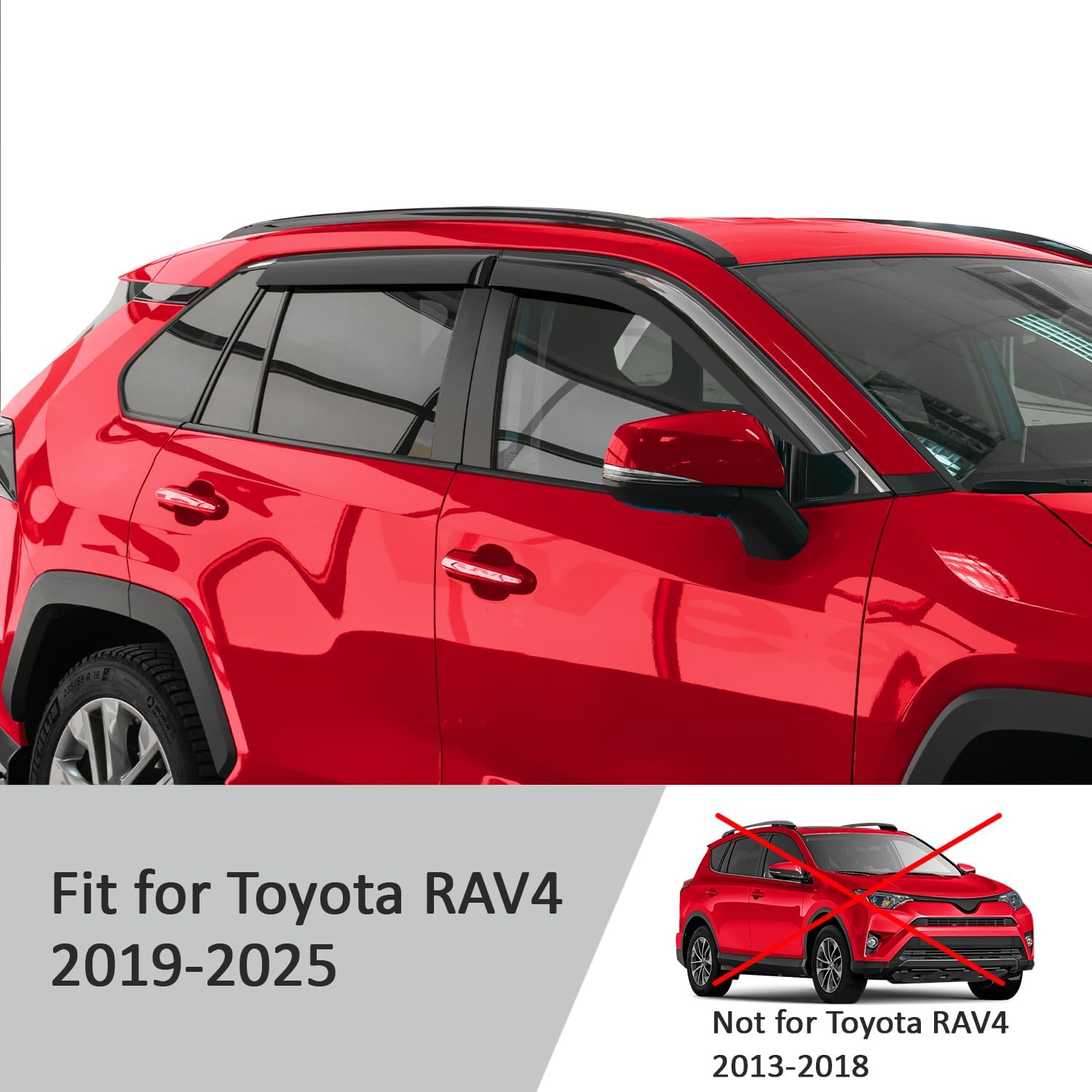 Voron Glass Tape-on Extra Durable Rain Guards for Toyota RAV4 2019-2025, Window Deflectors, Vent Window Visors, 4 Pieces - 120100
