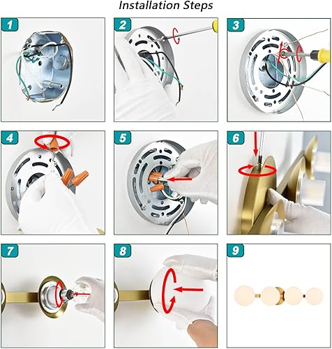 Miniatura 7 de Lámpara de tocador de baño, moderna lámpara de pared de 4 luces de globo de latón envejecido, lámpara de montaje en pared de porche para baño,
