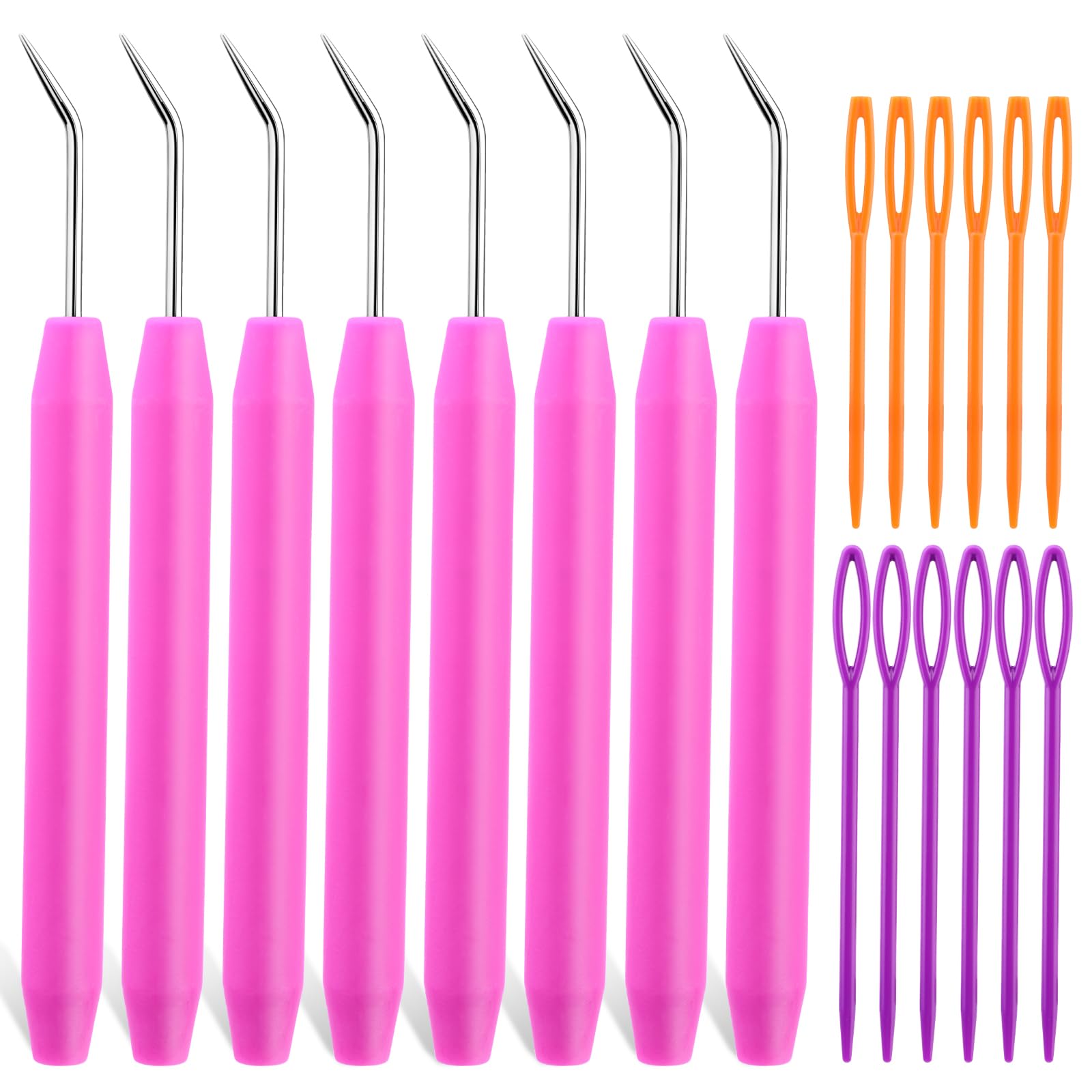 Easusy 20 Pieces of Loom Crochet Hook Sets, 8 Pcs Knitting Crochet Hooks, 12 Pcs Colorful Sewing Needles