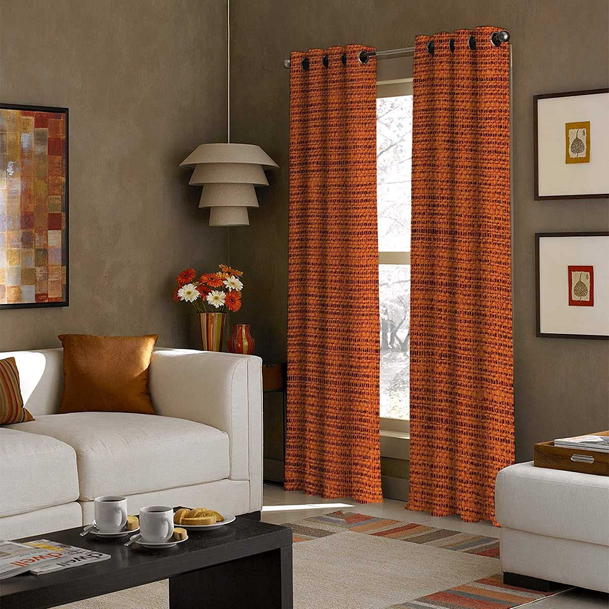 Burnt Orange Curtains Blackout Burnt Orange 100% Blackout Curtains 72 Inch  Long Burnt Orange Decor Blackout Curtains For Bedroom \u0026 Living Room W72 X  H72 Linen Curtains, image size:1200x1200