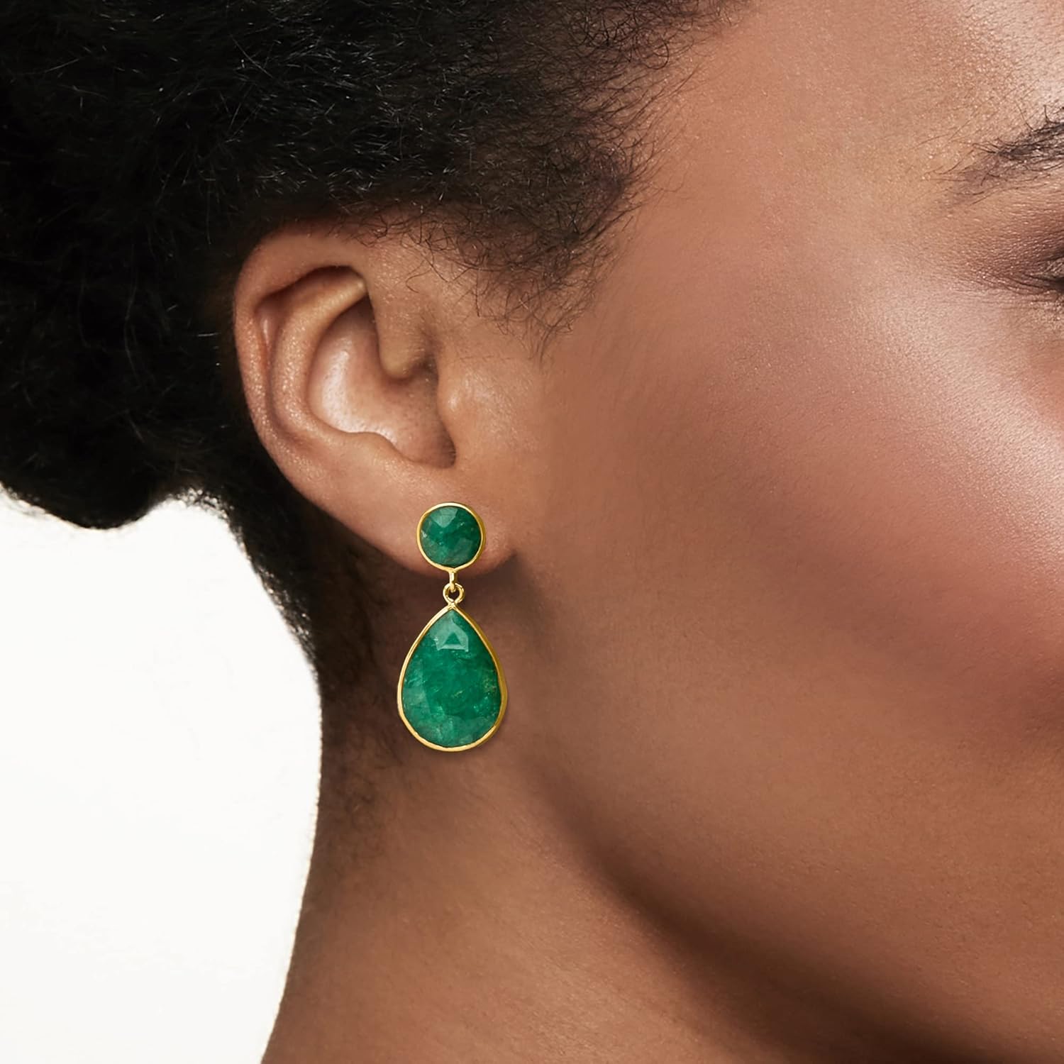 Ross-Simons 22.20 ct. t.w. Emerald Drop Earrings in 18kt Gold Over Sterling