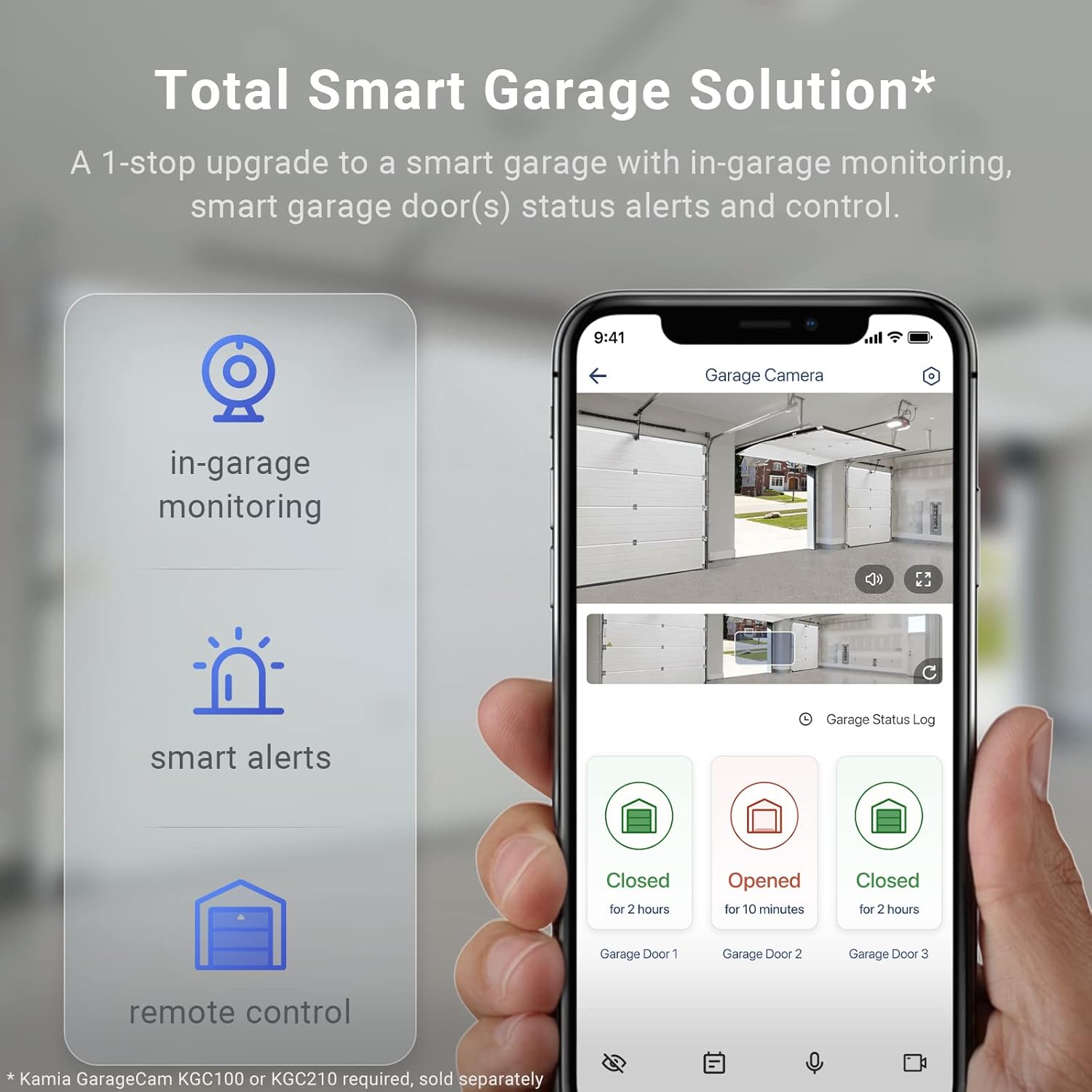 Kamia Add-On Smart Garage Door Opener Remote Module, Wirelessly Control up to 3 Garage Openers, Universal Garage Door Controller for Major Brands Including Yellow Button(Must Use with Kamia GarageCam)