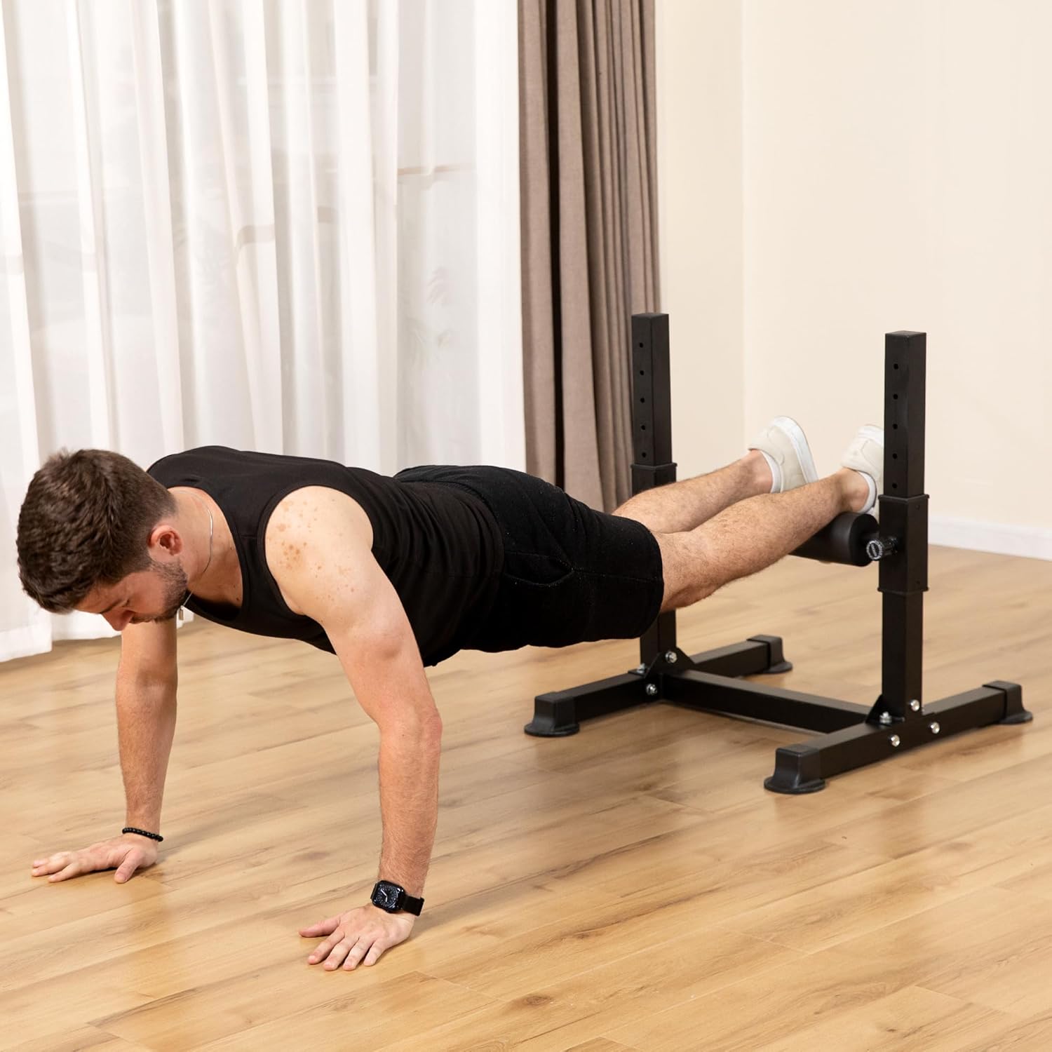 Bulgarian Split Squat Stand, Single Leg Squat Roller with 8 Adjustable Roller Heights, One Leg Squat Stand, Lower Body Workout Machine Home Gym