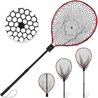 伸縮式 162cm/131cmゴム製のフィッシングネット ランディングネット 中型~大型魚対象/軽量アルミボディ 携帯用です します 淡水/海水両用 フィッシングたも ガサガサ網 ヘキサネット タモアミ タモ 釣り (緑と) (青です)