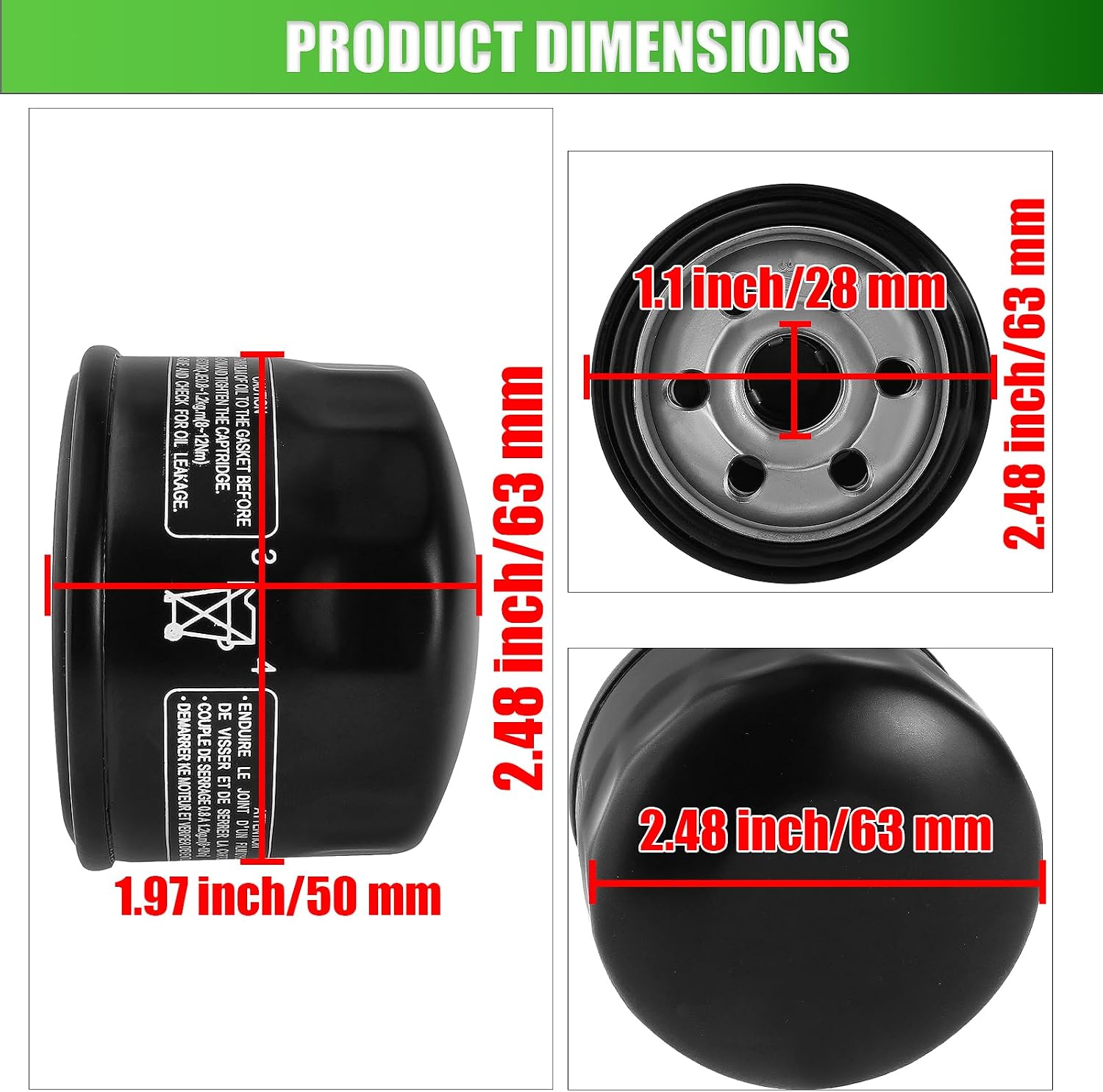 5 Pack 951-12690 Oil Filter for 751-11501 951-11501 751-12690 951-15362 334299 CC30H CC30 CC760ES 12AE76JU009 12AE76JU010 13A226JD010 382cc 420cc 439cc 452cc 547cc 679cc Premium OHV Powermore