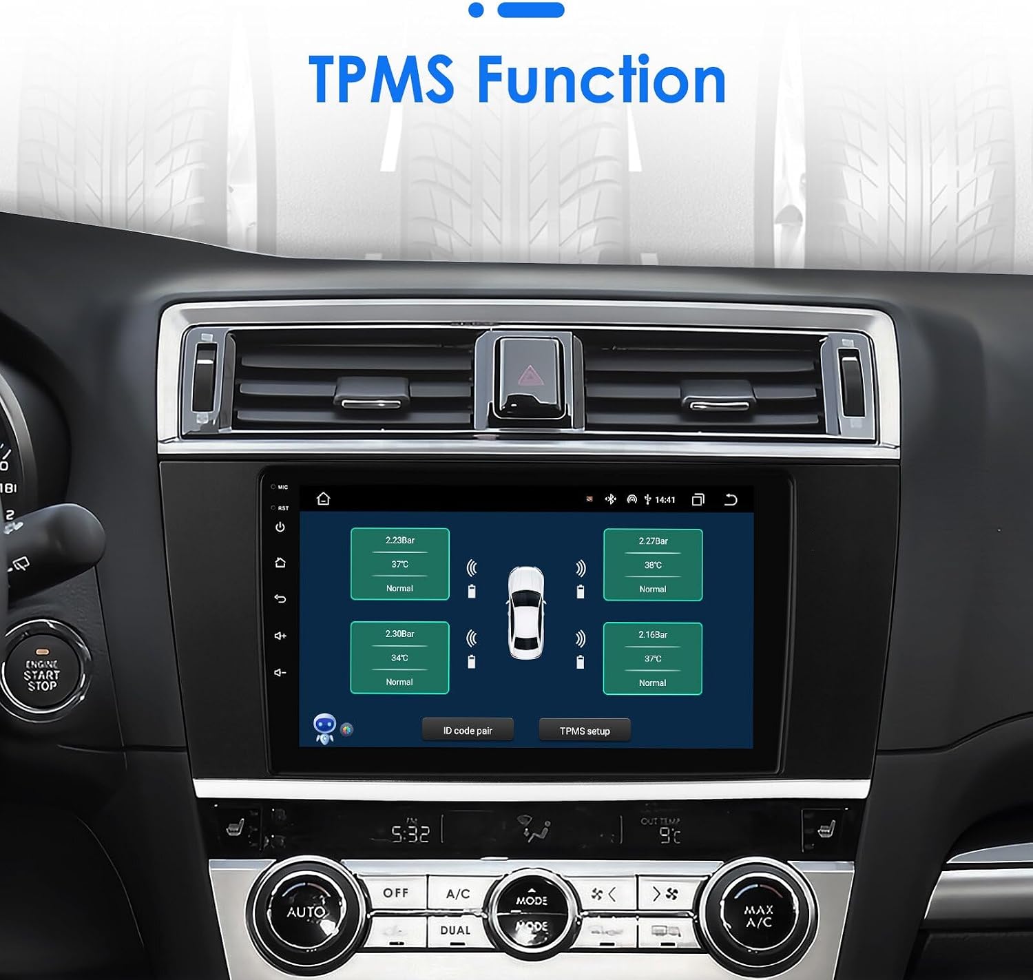 TPMS Function Display on hizpo Car Radio Stereo
