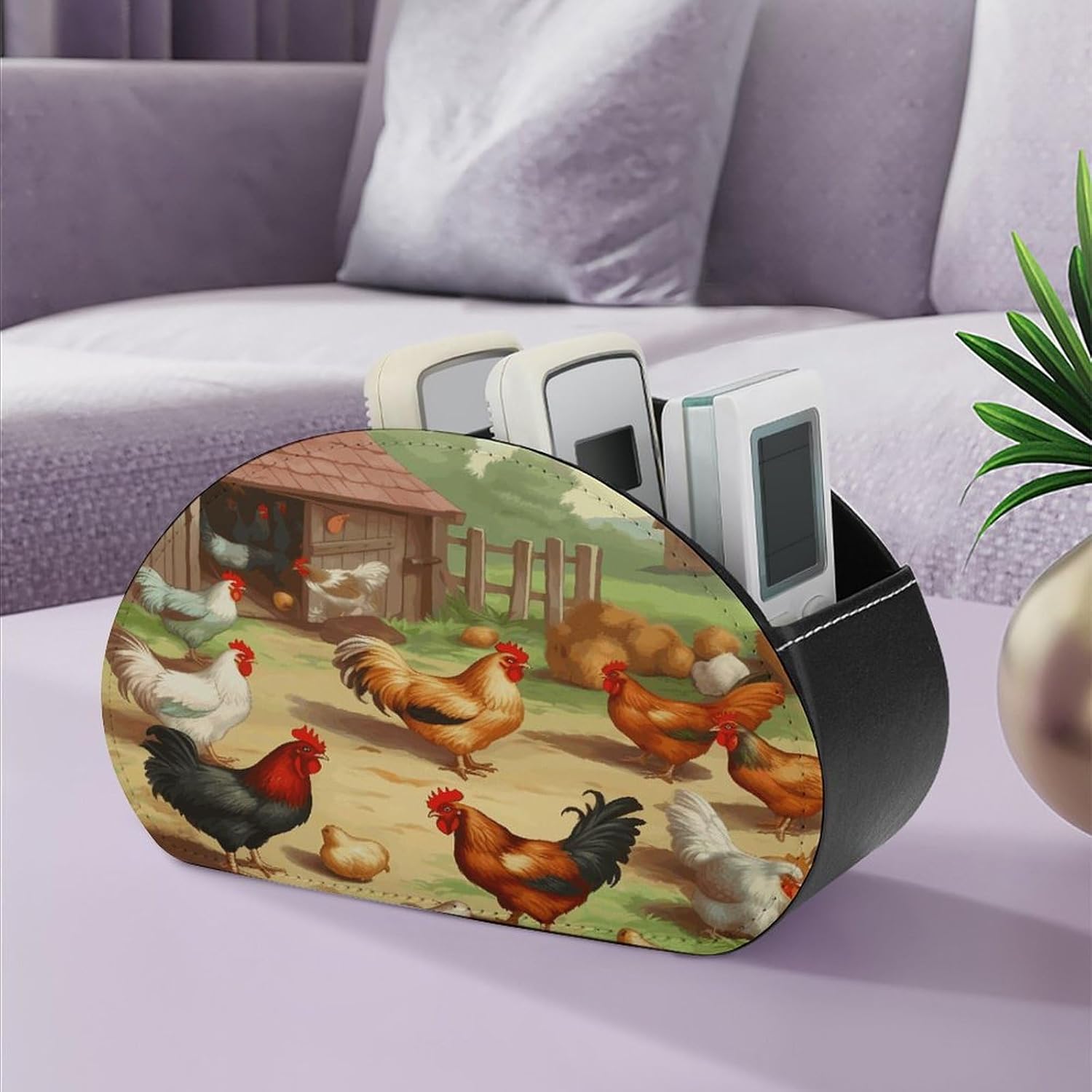 Chicken Farm PU Leather Remote Control Holder with 5 Compartments image 5