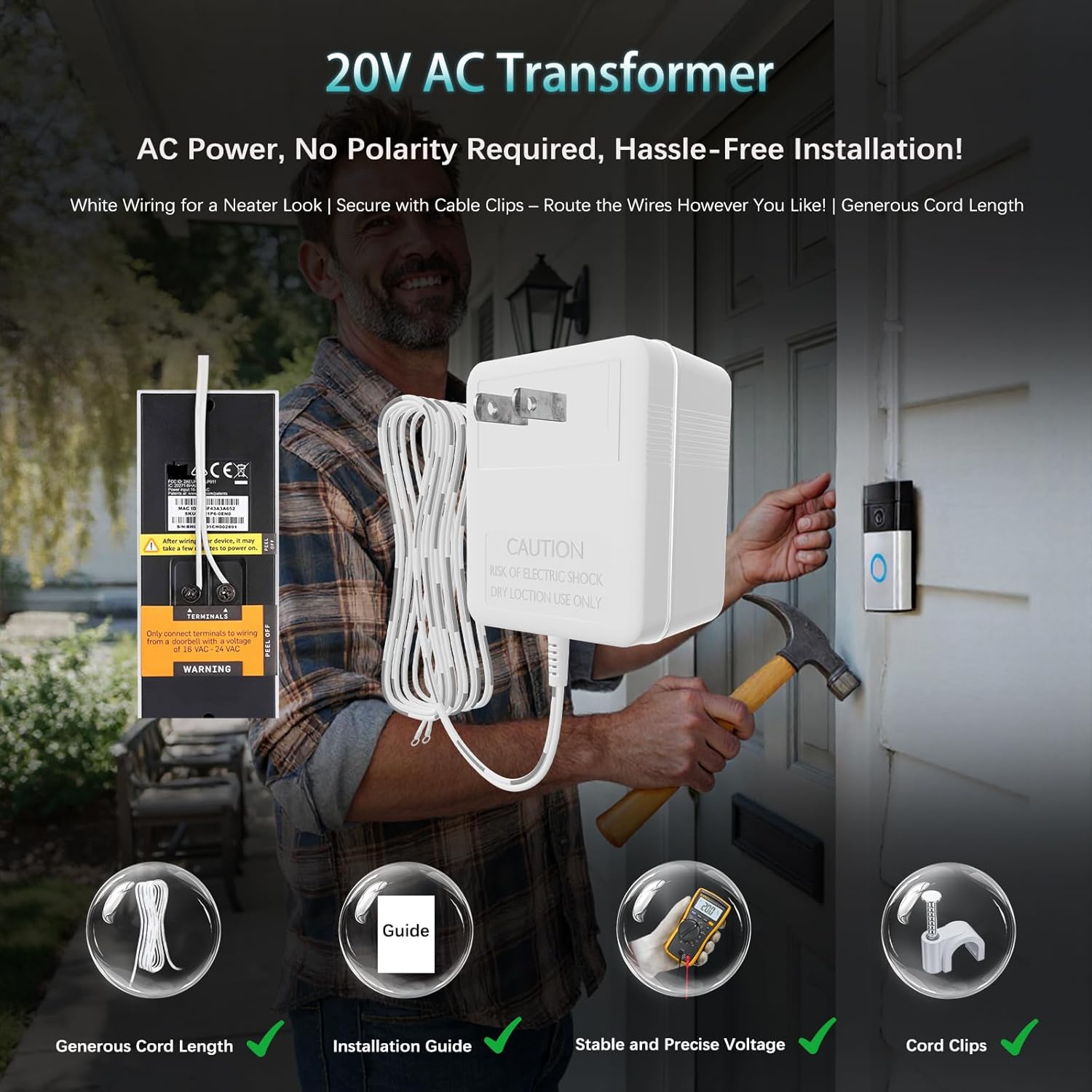 Doorbell Transformer 16-24 vac Ring Doorbell Transformer Ring Video Doorbell Ring Doorbell Chime Ring Doorbell Wired Ring Battery Doorbell Ring Wired Doorbell Ring Chime for Ring Video Doorbell(196in)