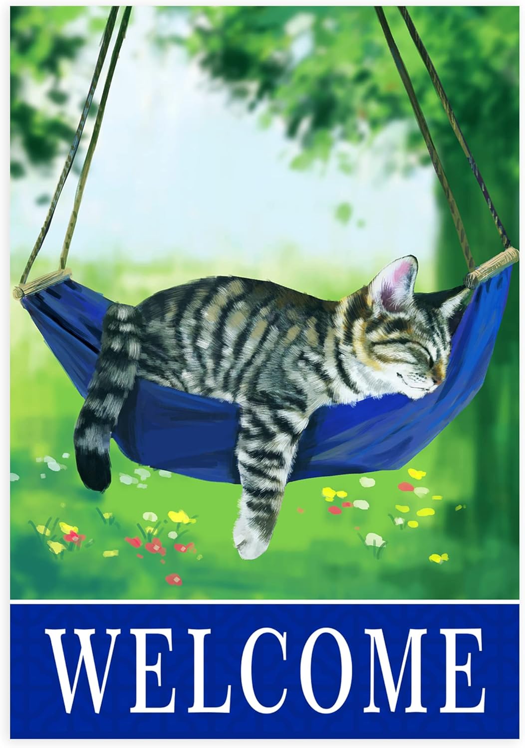 Welcome cat garden flags for outside 28x40,seasonal flags with cats double sided house flags, spring House Yard Lawn Decor Holiday Funny Garden Yard Decoration - Image 7