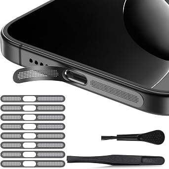 8PCS iPhone Speaker Dust Cover Compatible with iPhone 17, iPhone 16 Pro/ 16 Pro Max Earpiece Speaker Mesh Anti Dust Adhesive Sticker Black