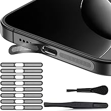 8PCS iPhone Speaker Dust Cover Compatible with iPhone 17,17 Pro/iPhone 16/ iPhone 16 Pro/ 16 Pro Max Earpiece Speaker Mesh Anti Dust Adhesive Sticker(Not Fit Pro 17 Pro Max) -Black Titanium